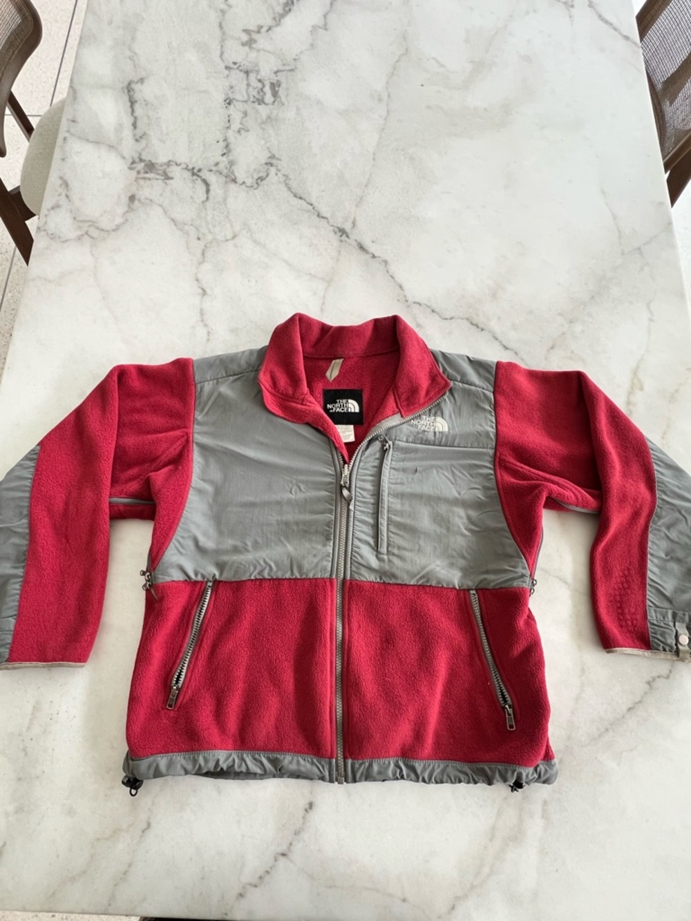 The North Face Two-Tone Red and Gray Fleece Jacket